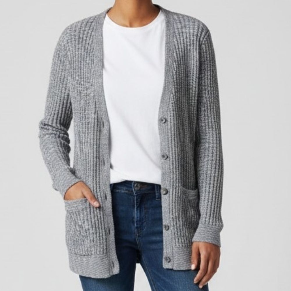 Moda International 100% Cotton Long Gray Cardy